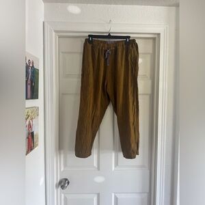 Not Perfect Linen Capri Linen Pants, Size Medium, Toast